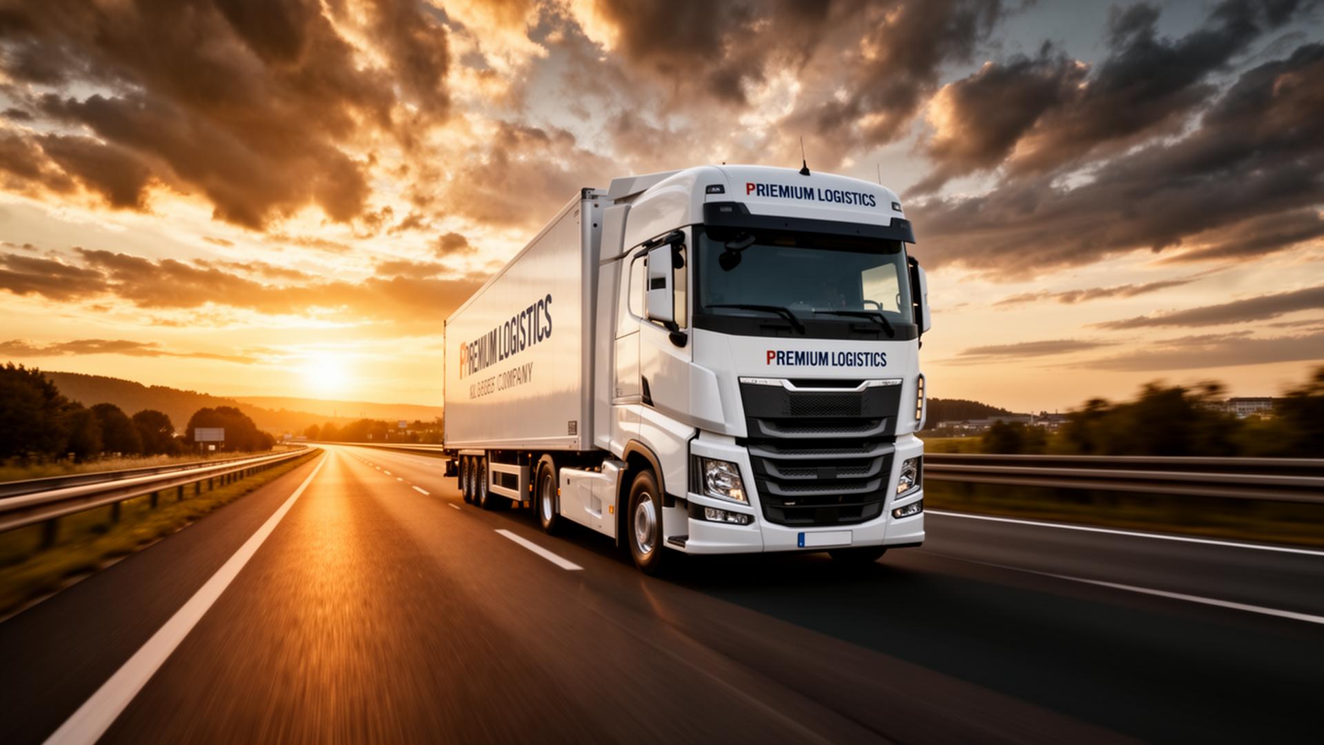 Ciężarówka transportowa na trasie o zachodzie słońca